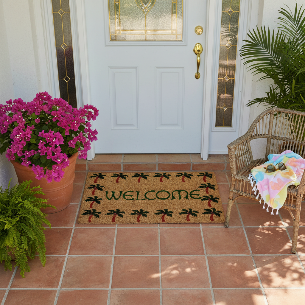 Palm Tree Border Welcome Doormat