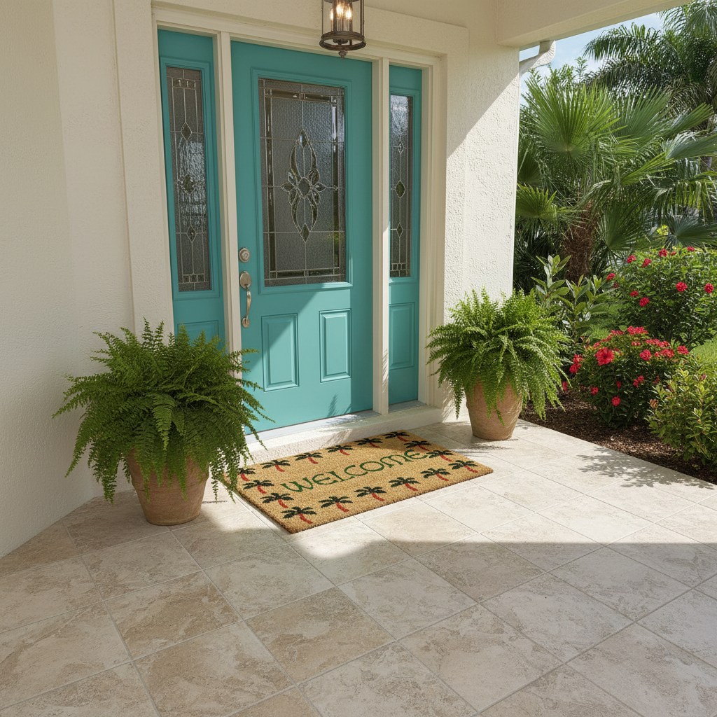 Palm Tree Border Welcome Doormat