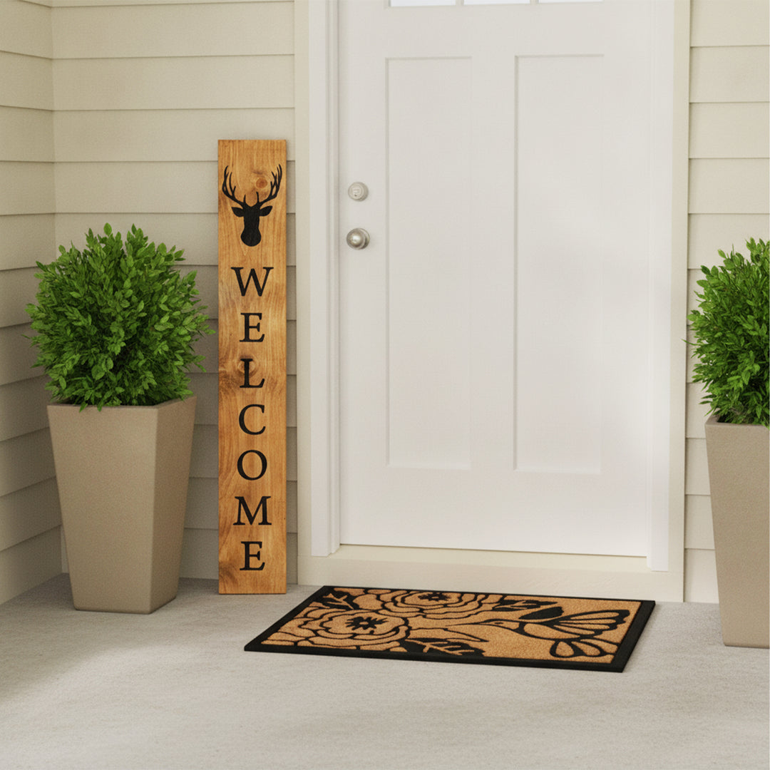 Rustic Deer Welcome Porch Leaner