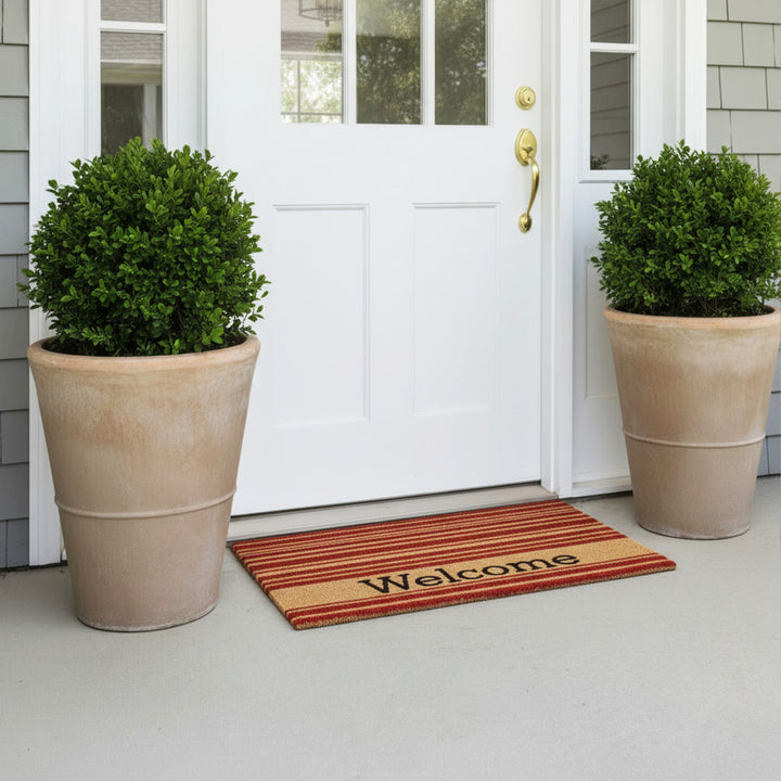 Crimson Stripe Welcome Doormat
