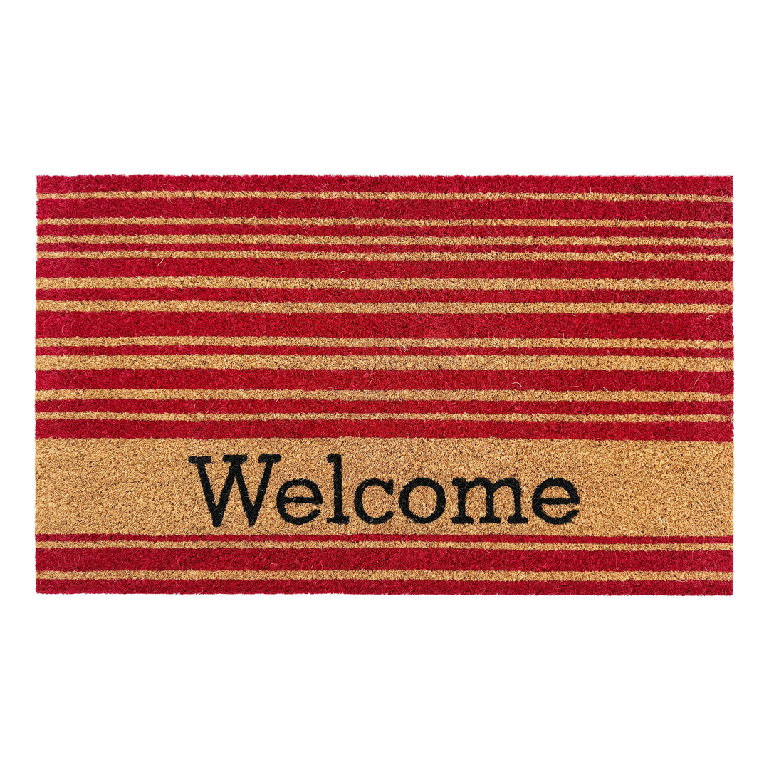 Crimson Stripe Welcome Doormat
