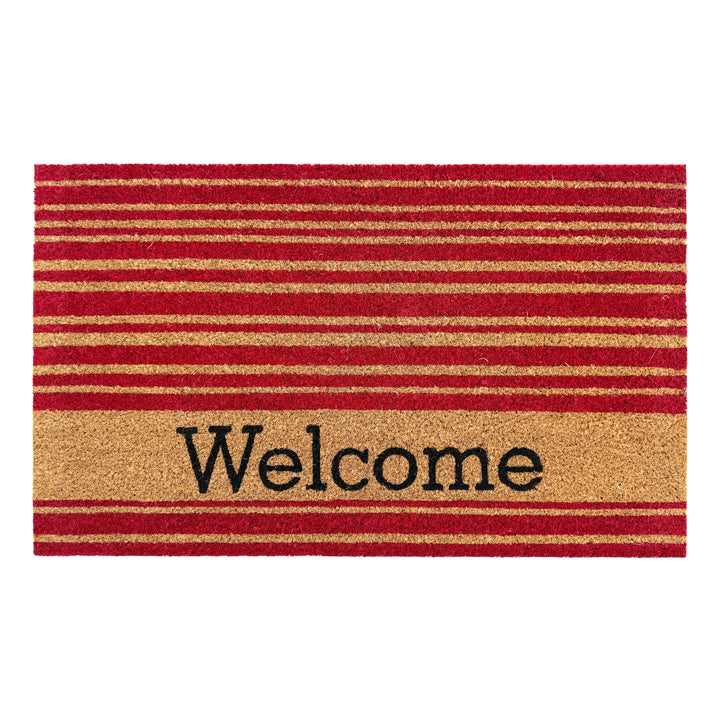 Crimson Stripe Welcome Doormat