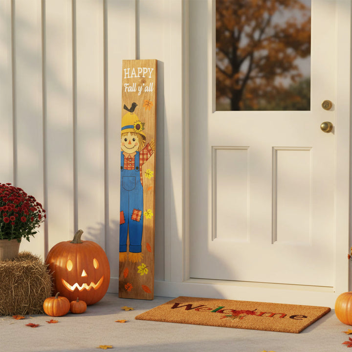 Happy Fall Y’all Scarecrow Porch Leaner
