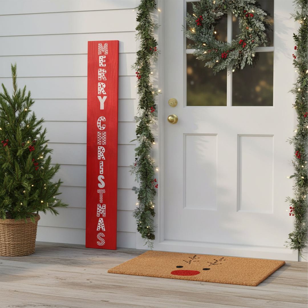 Merry Christmas Knit Porch Leaner
