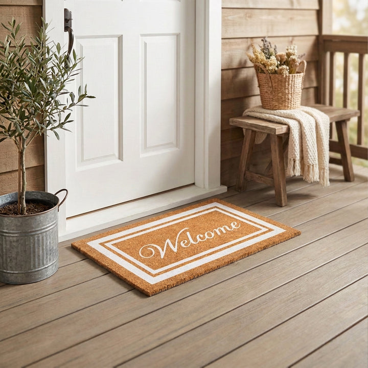 White Border Welcome Doormat