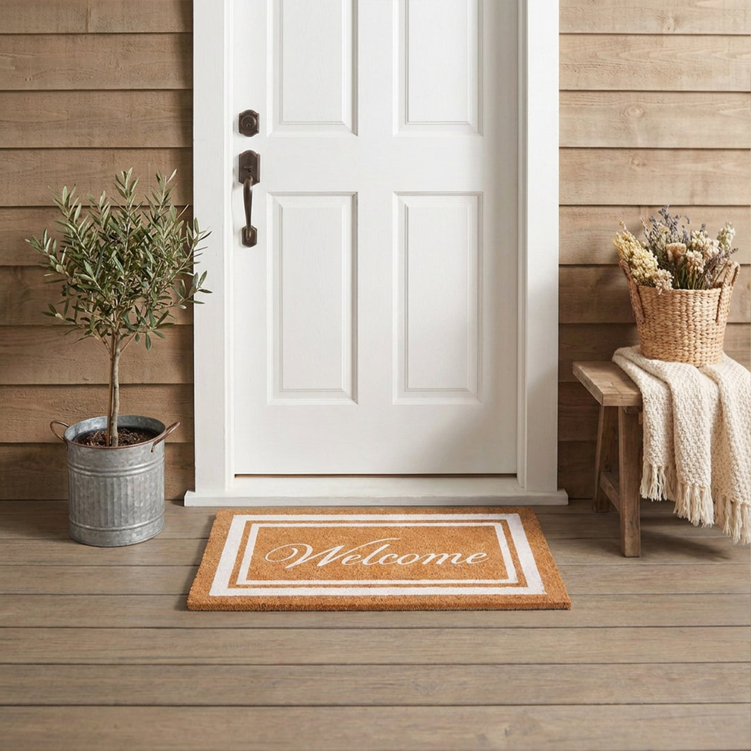 White Border Welcome Doormat