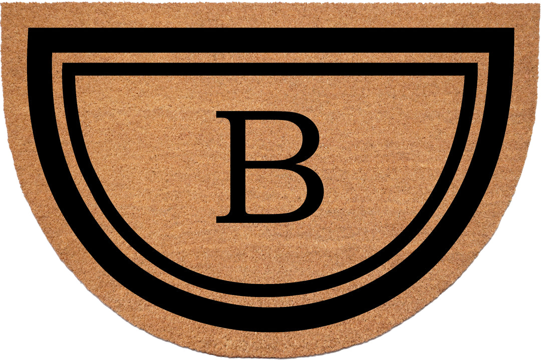 Half Circle Black Border Monogram Doormat