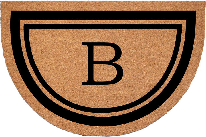 Half Circle Black Border Monogram Doormat