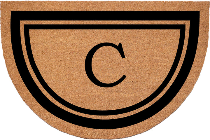 Half Circle Black Border Monogram Doormat