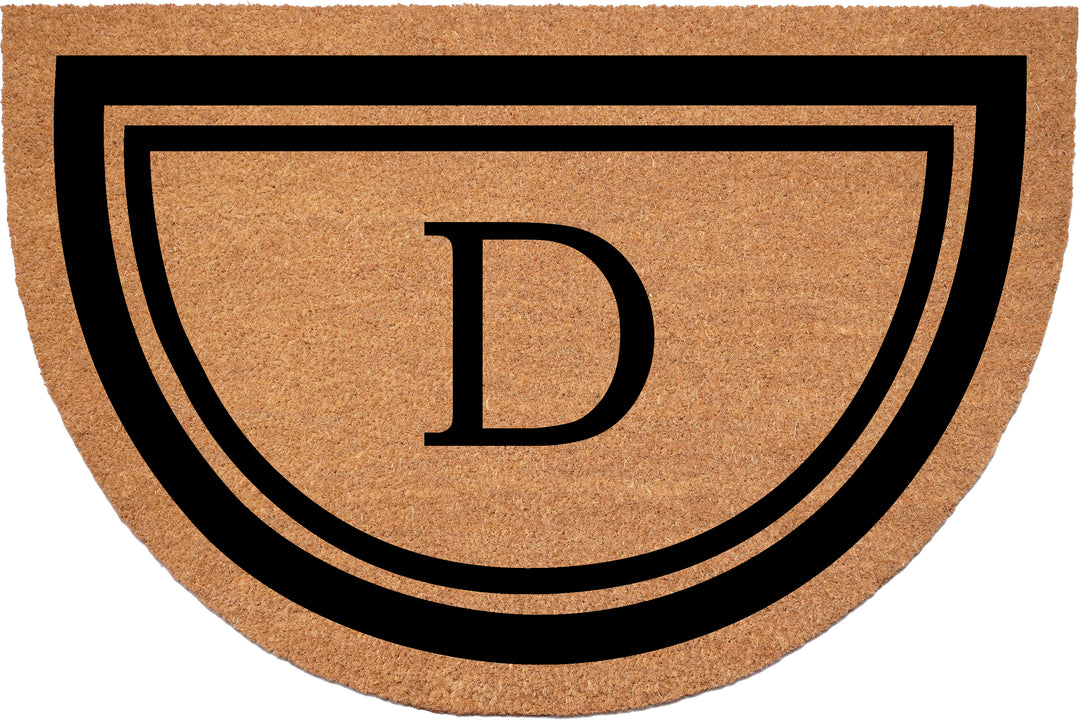 Half Circle Black Border Monogram Doormat