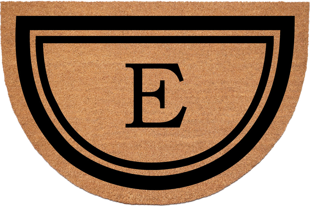 Half Circle Black Border Monogram Doormat