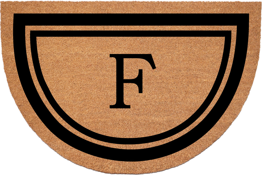 Half Circle Black Border Monogram Doormat