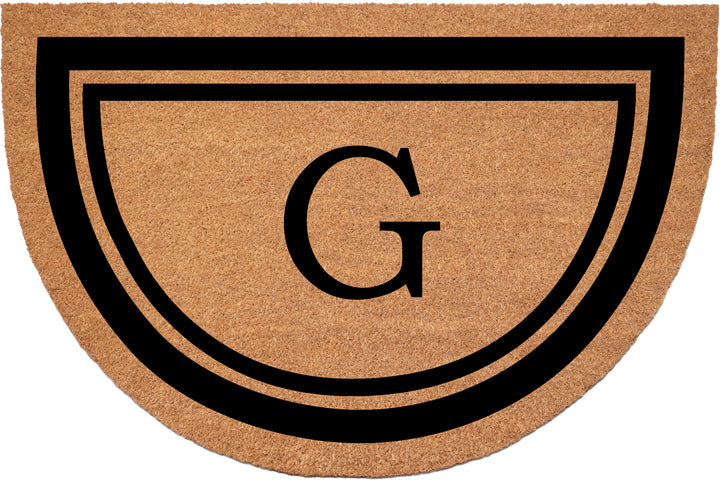 Half Circle Black Border Monogram Doormat