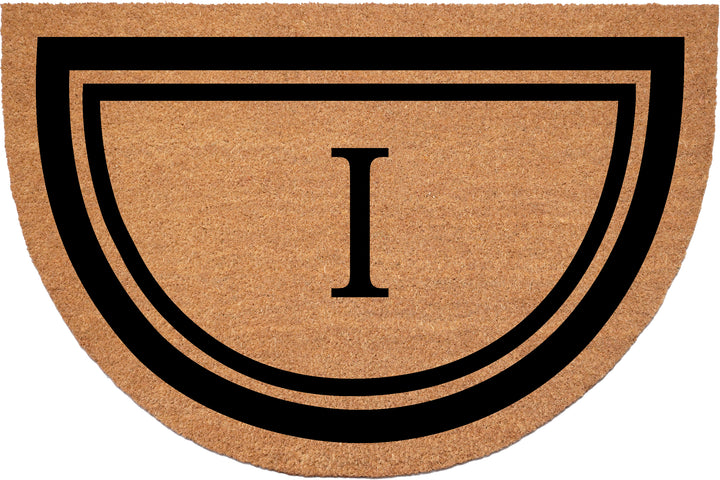 Half Circle Black Border Monogram Doormat