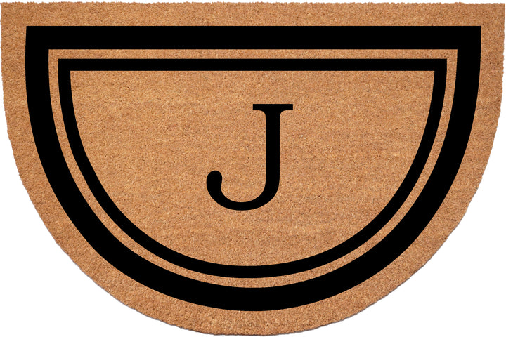 Half Circle Black Border Monogram Doormat