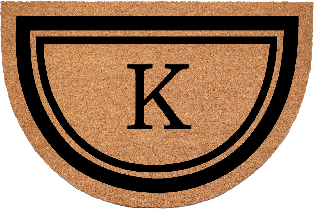 Half Circle Black Border Monogram Doormat