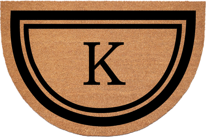 Half Circle Black Border Monogram Doormat