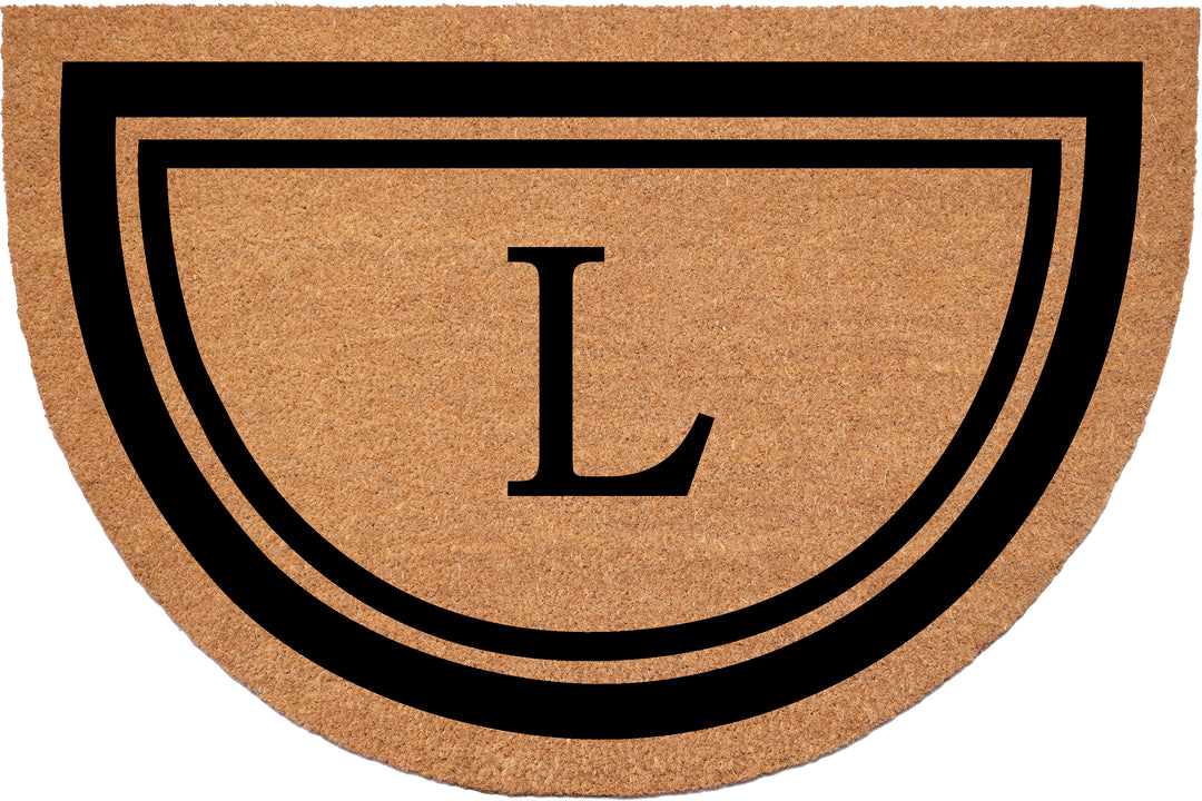 Half Circle Black Border Monogram Doormat