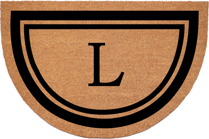 Half Circle Black Border Monogram Doormat