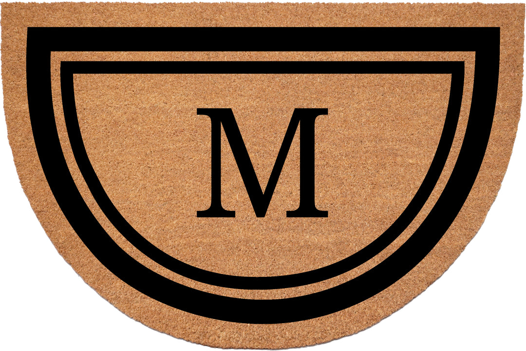 Half Circle Black Border Monogram Doormat