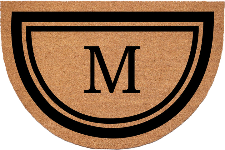 Half Circle Black Border Monogram Doormat