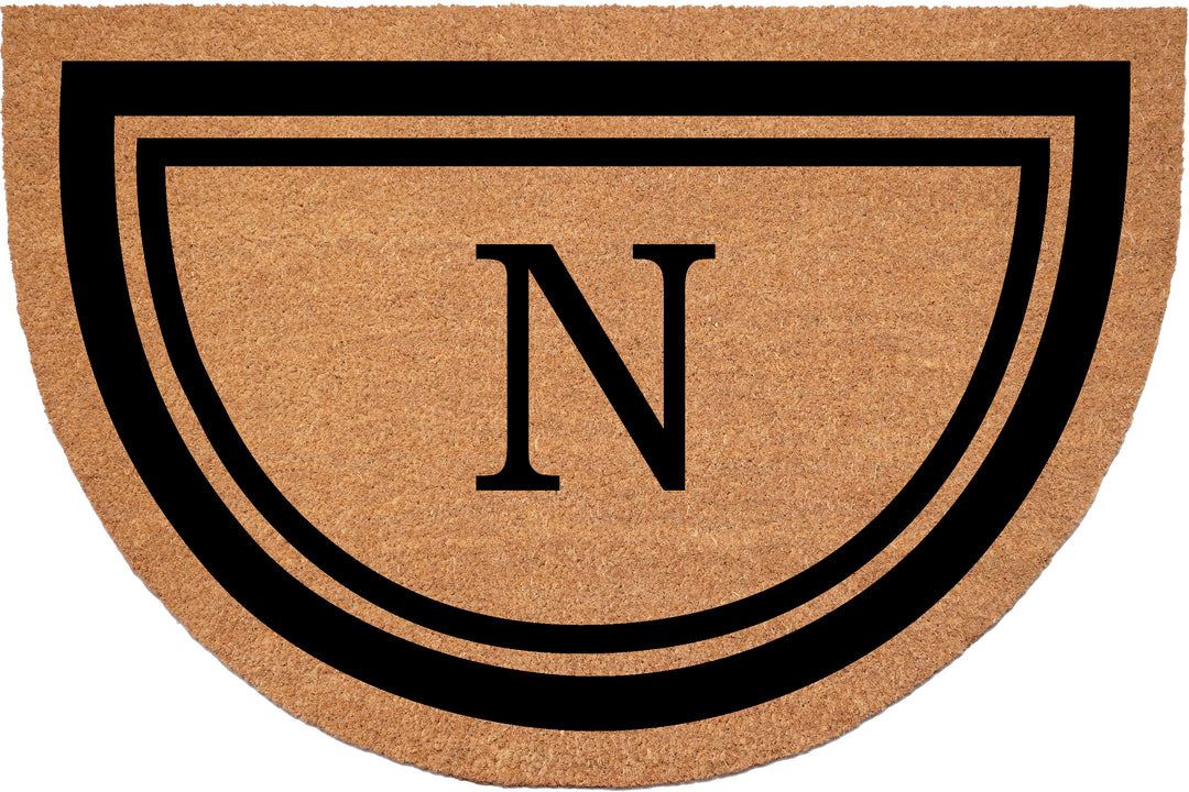 Half Circle Black Border Monogram Doormat
