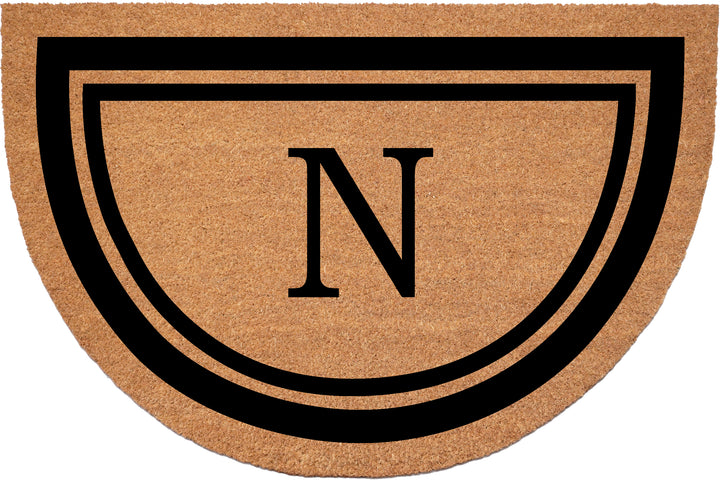 Half Circle Black Border Monogram Doormat
