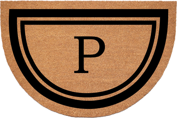 Half Circle Black Border Monogram Doormat