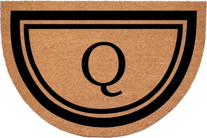 Half Circle Black Border Monogram Doormat
