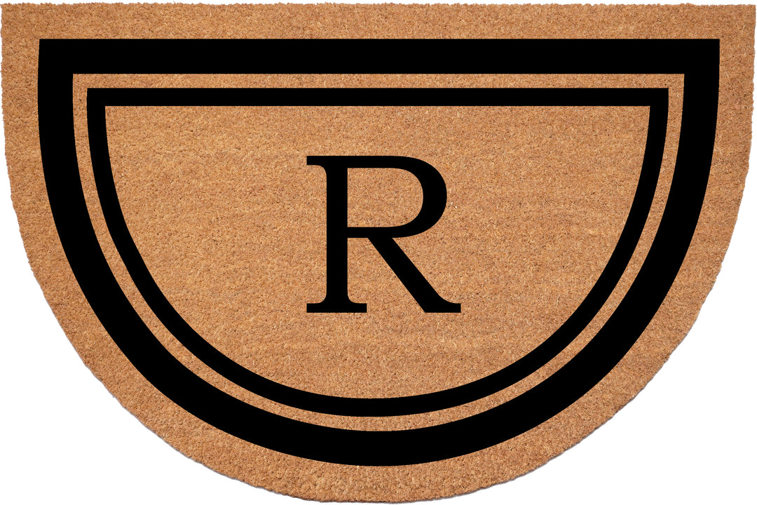 Half Circle Black Border Monogram Doormat