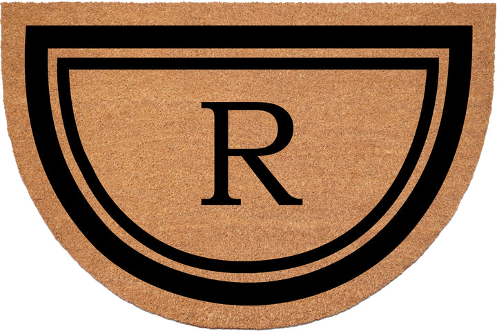 Half Circle Black Border Monogram Doormat