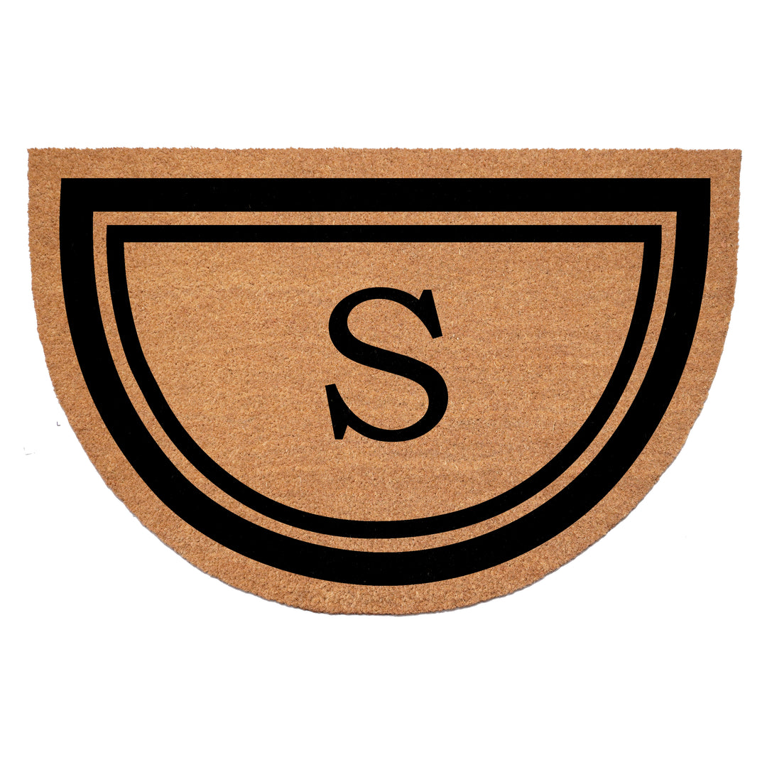 Half Circle Black Border Monogram Doormat