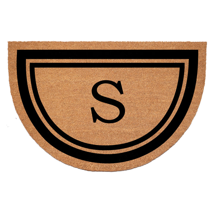 Half Circle Black Border Monogram Doormat