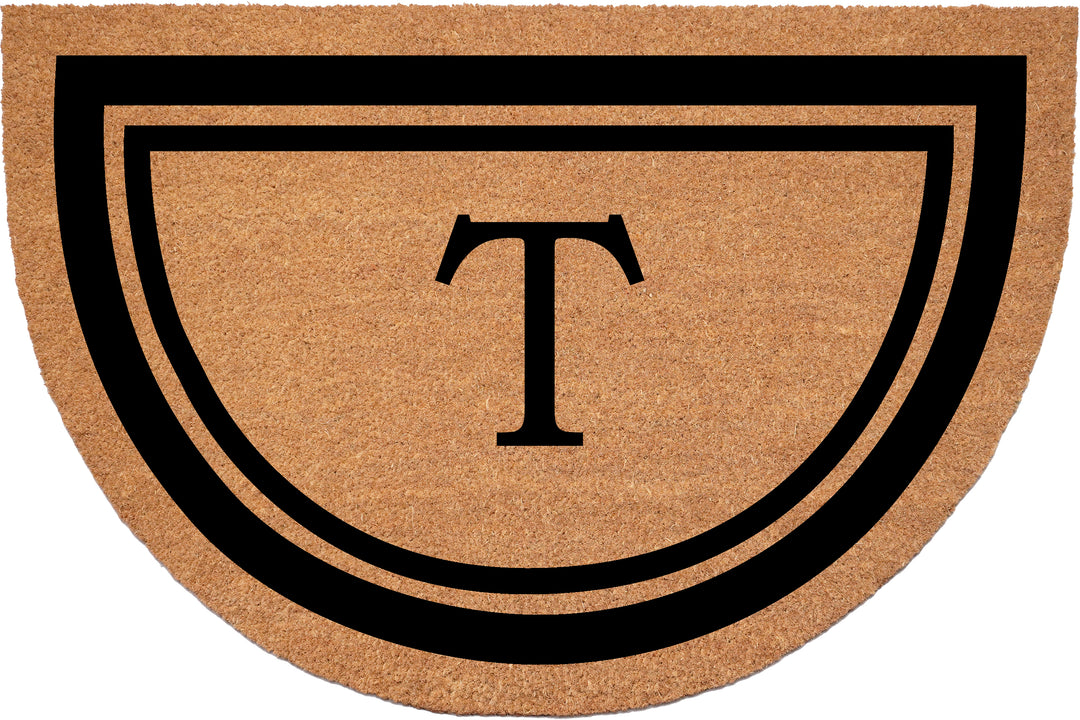 Half Circle Black Border Monogram Doormat