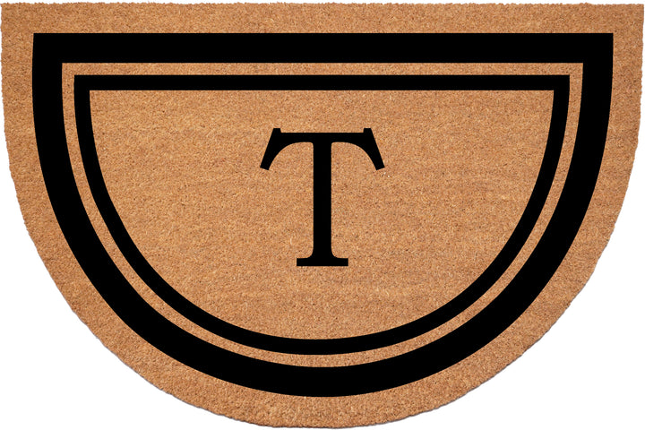 Half Circle Black Border Monogram Doormat