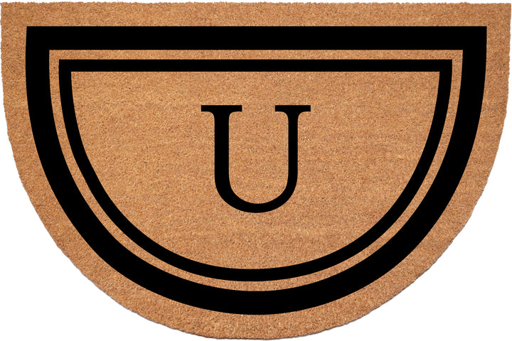 Half Circle Black Border Monogram Doormat