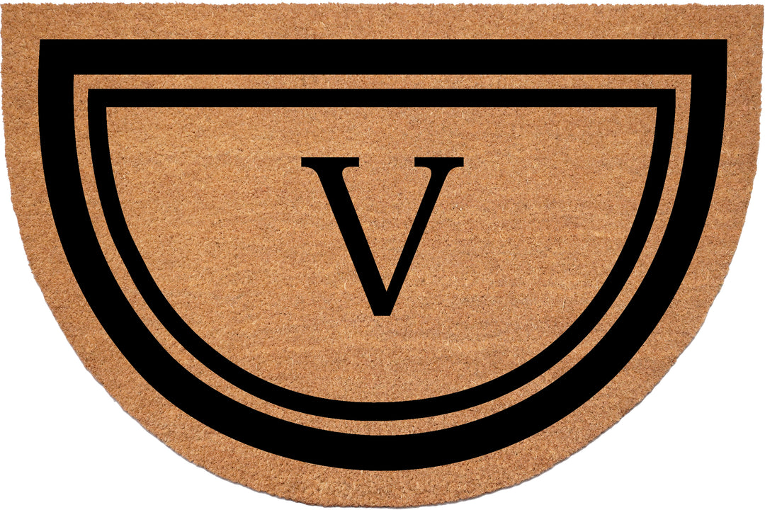 Half Circle Black Border Monogram Doormat