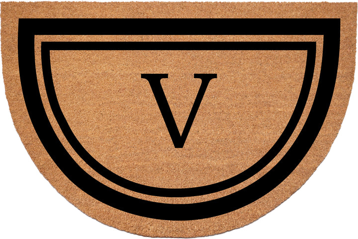 Half Circle Black Border Monogram Doormat