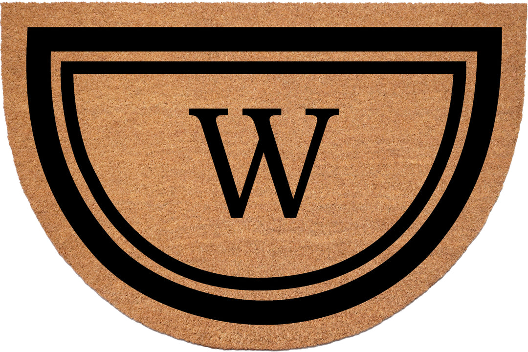 Half Circle Black Border Monogram Doormat