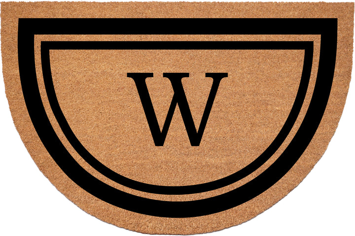 Half Circle Black Border Monogram Doormat