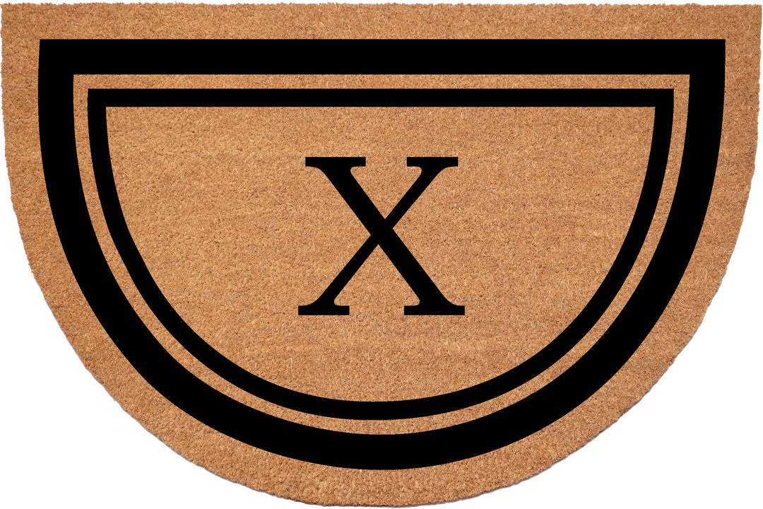 Half Circle Black Border Monogram Doormat