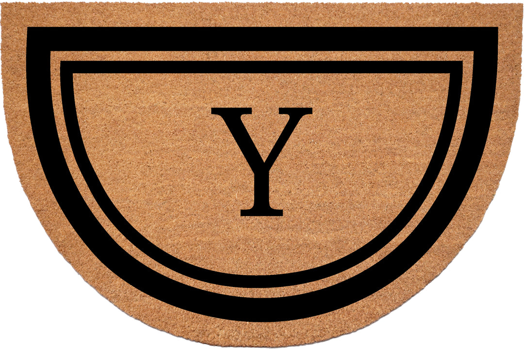 Half Circle Black Border Monogram Doormat