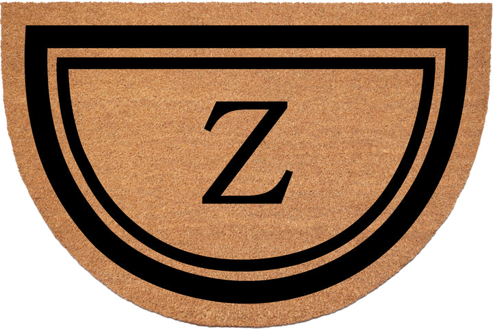 Half Circle Black Border Monogram Doormat