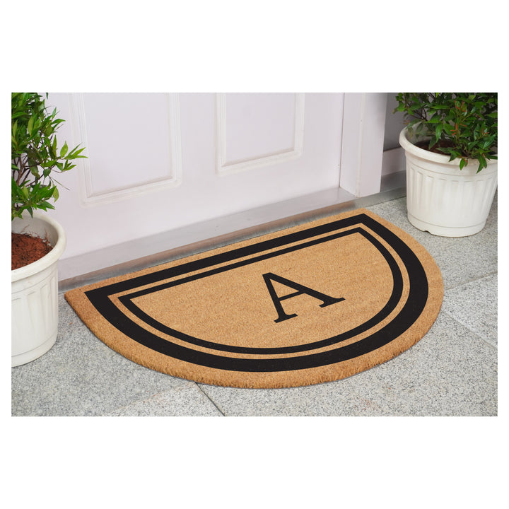 Half Circle Black Border Monogram Doormat