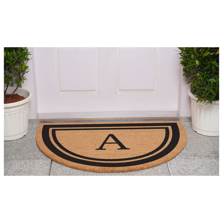 Half Circle Black Border Monogram Doormat