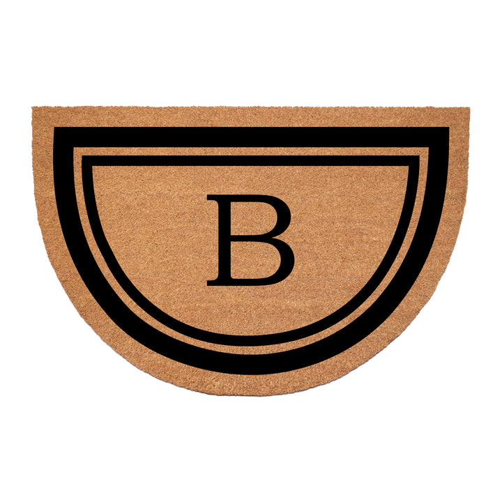 Half Circle Black Border Monogram Doormat