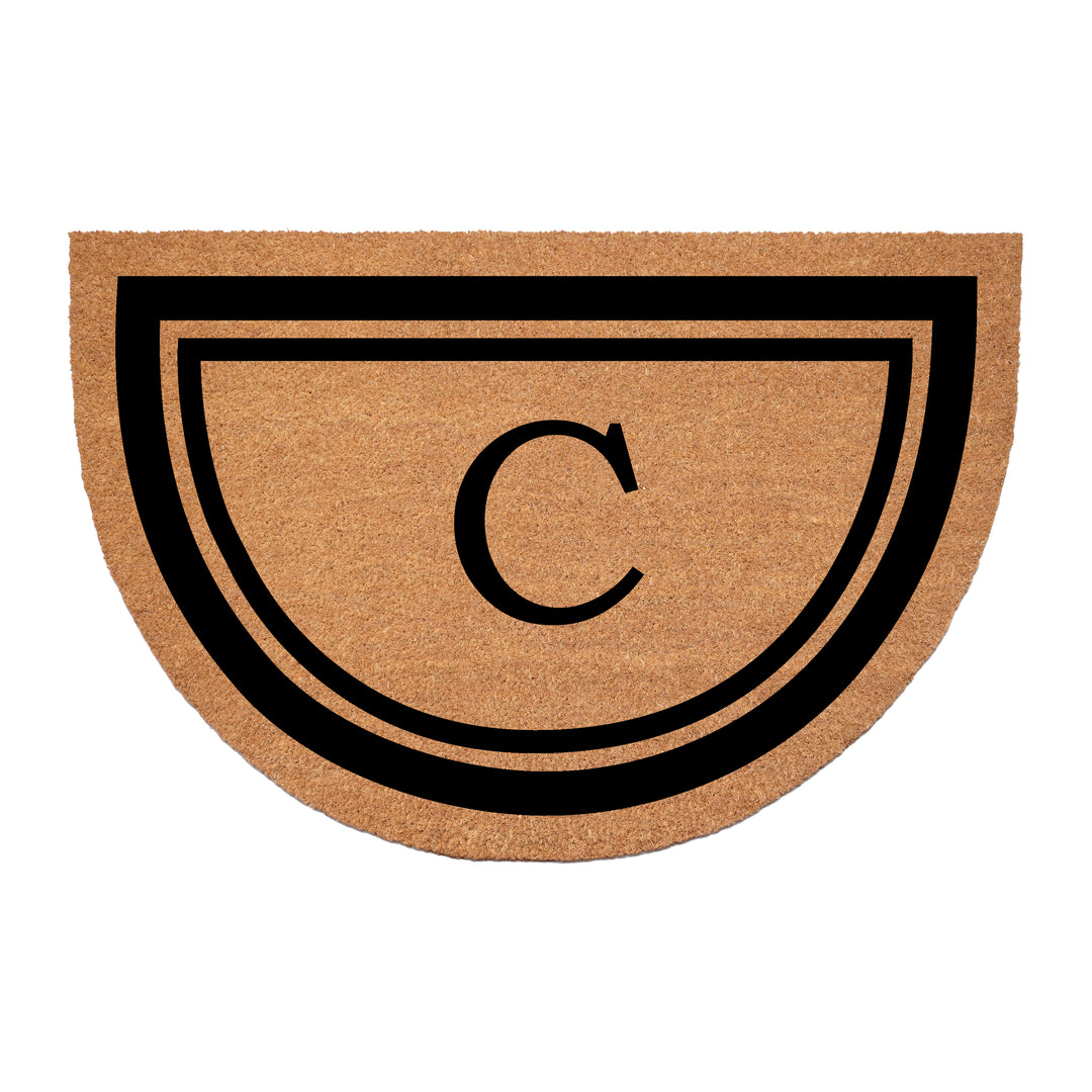 Half Circle Black Border Monogram Doormat