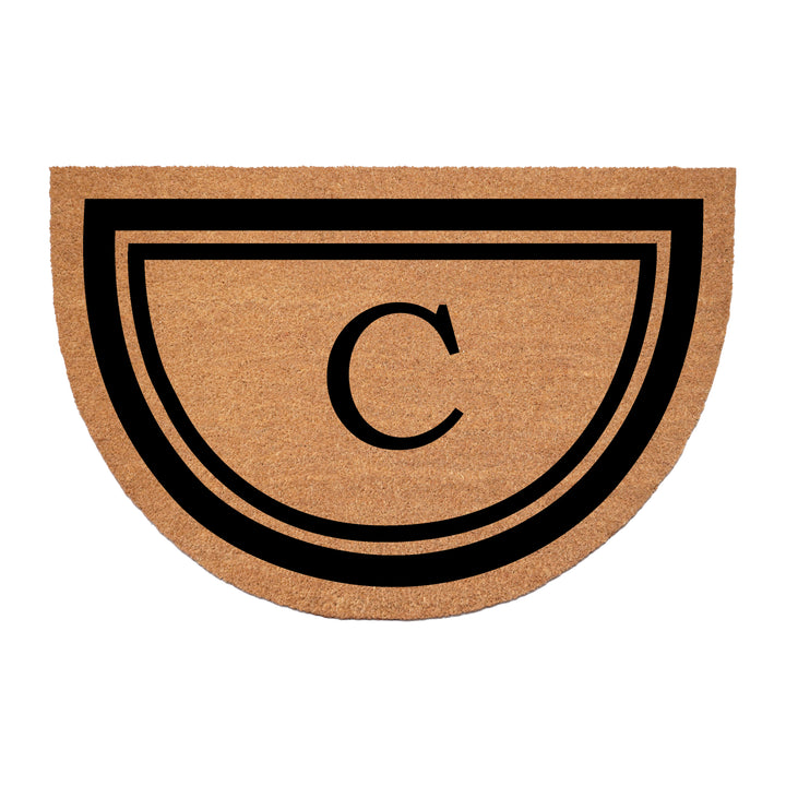 Half Circle Black Border Monogram Doormat