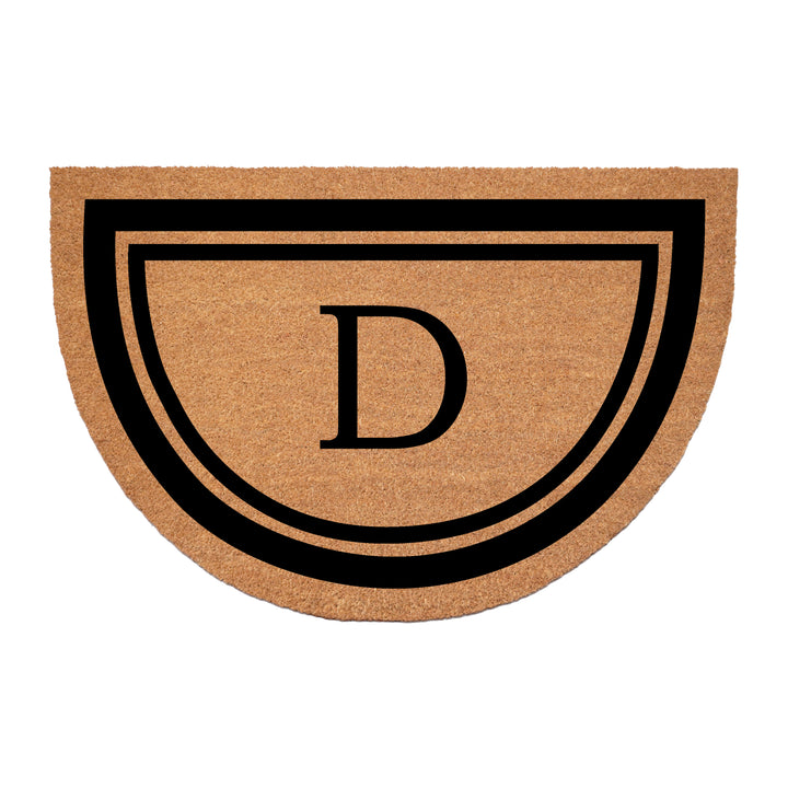 Half Circle Black Border Monogram Doormat