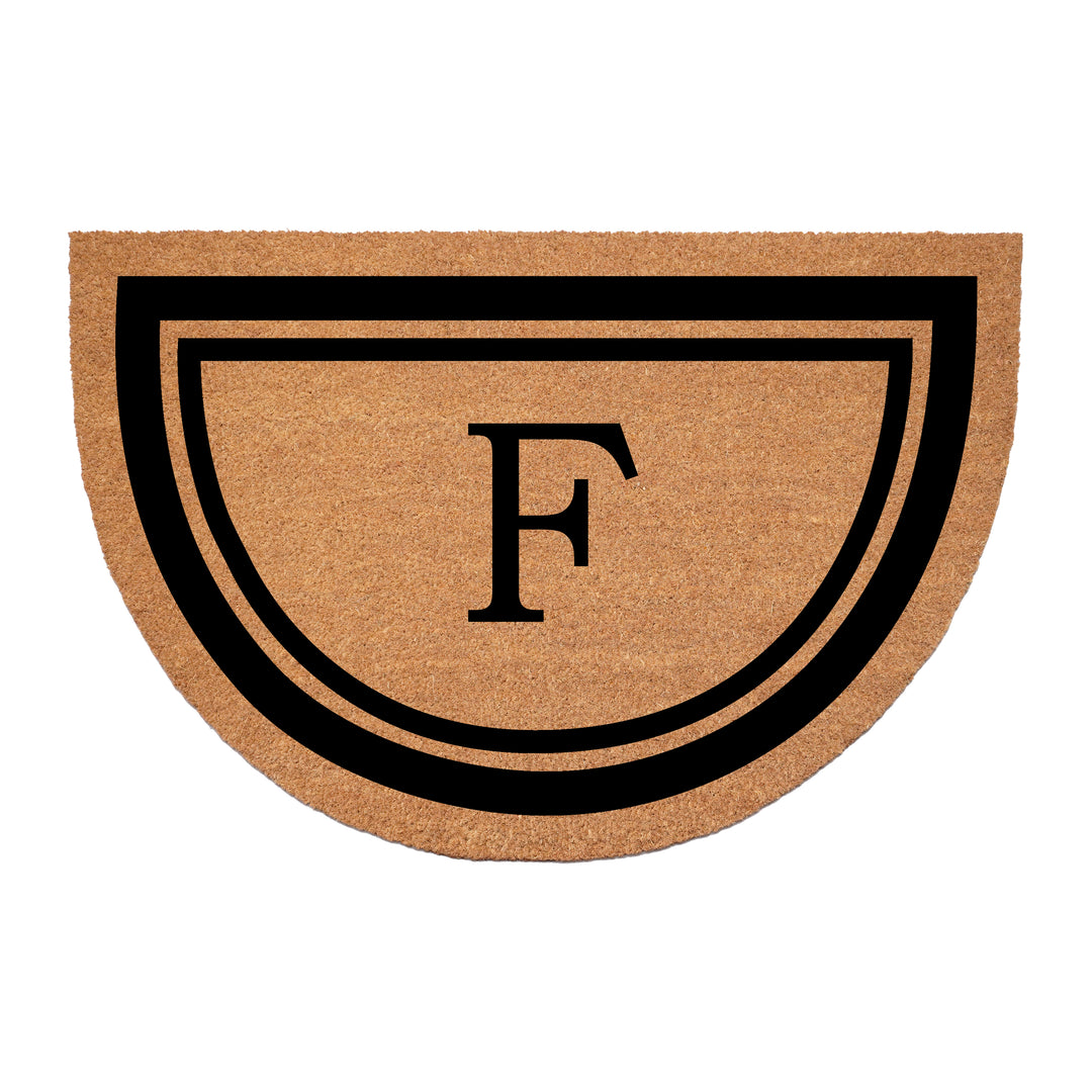 Half Circle Black Border Monogram Doormat